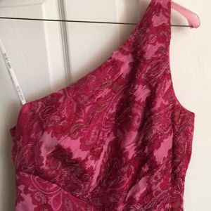 Floral fuschia asymmetrical dress